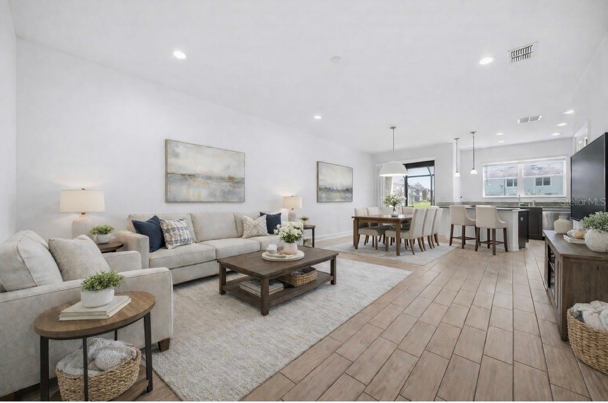 virtual staged living and dinning room