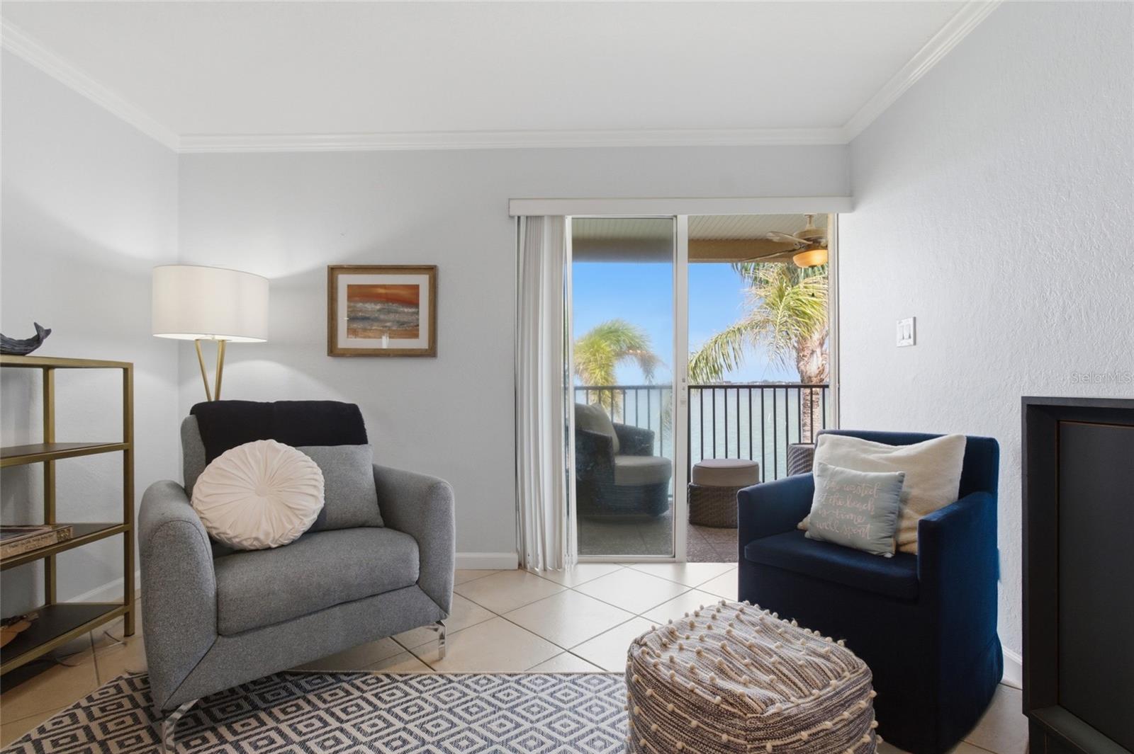 Spacious Living Room with gorgeous water views!