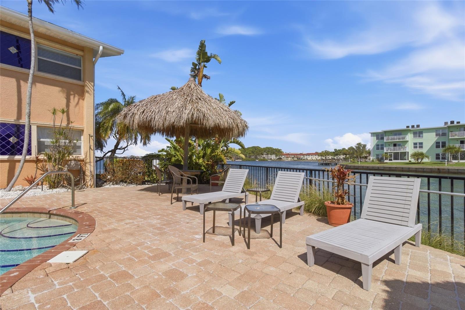 Pool, tiki huts and grilling area