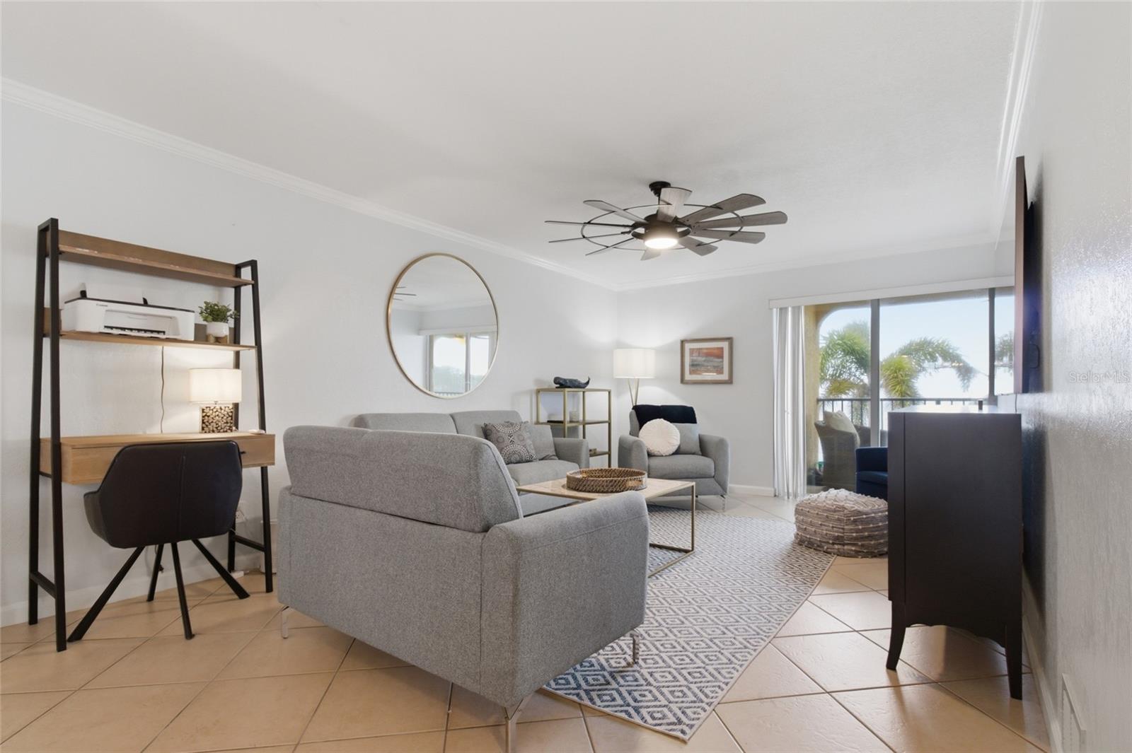 Spacious Living Room with gorgeous water views!