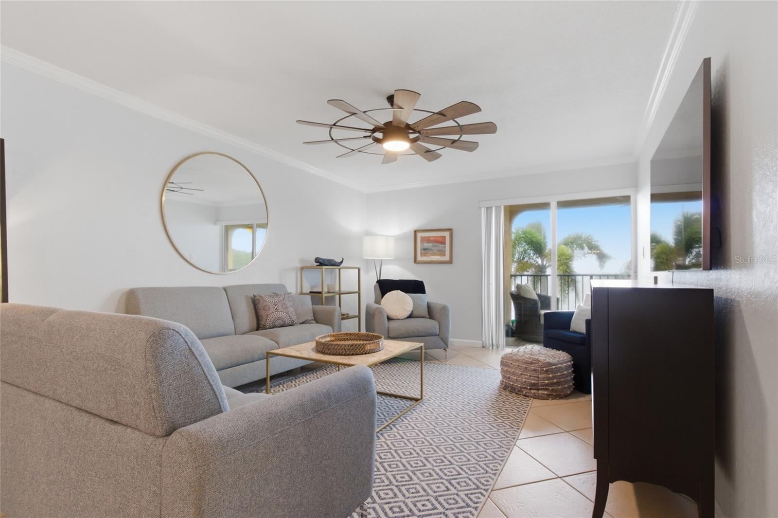 Spacious Living Room with gorgeous water views!