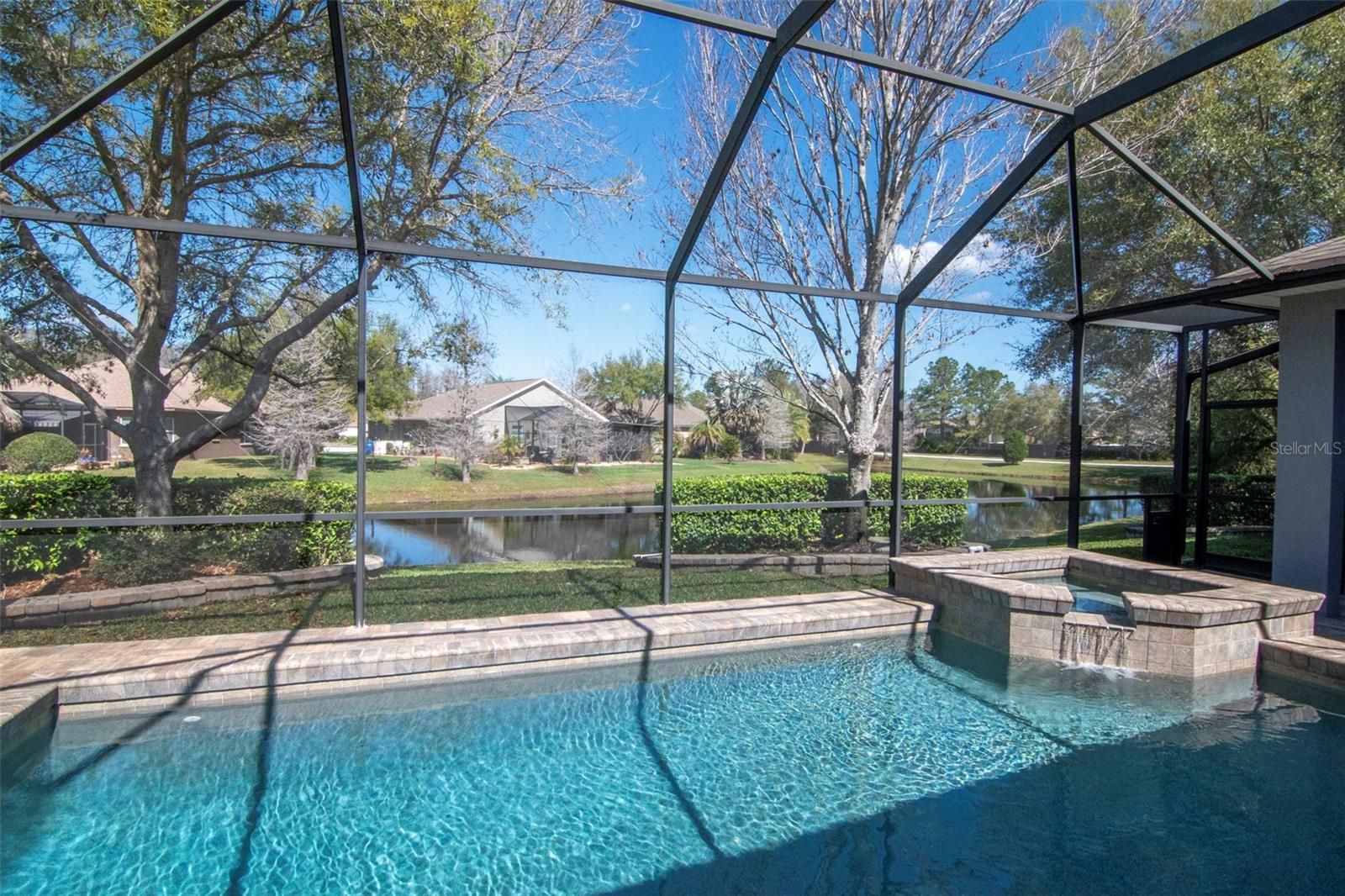 Relaxing Pool Overlooking Tranquil Pond