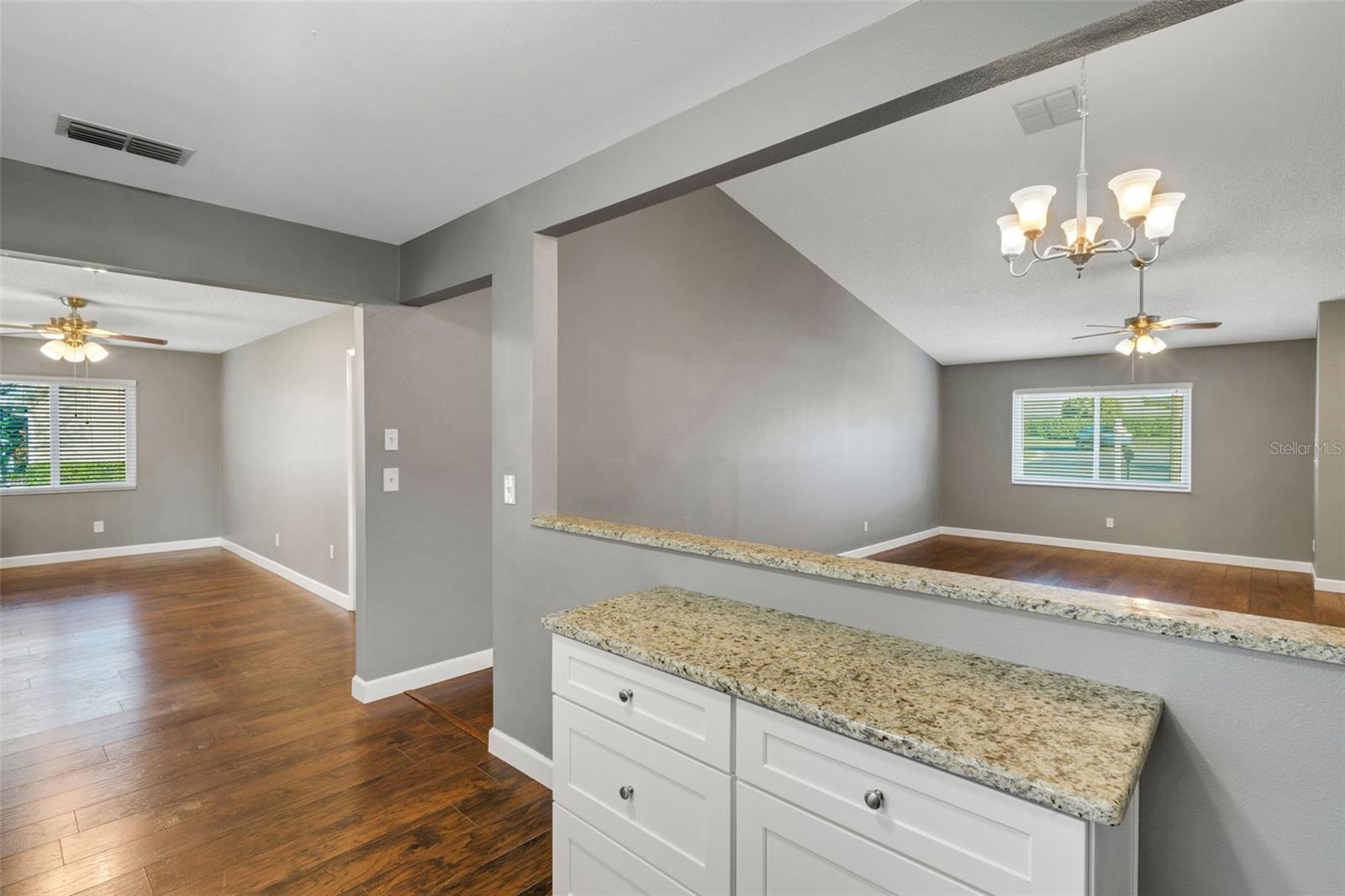 Kitchen has been opened to Living area, adjacent to flex room, family room