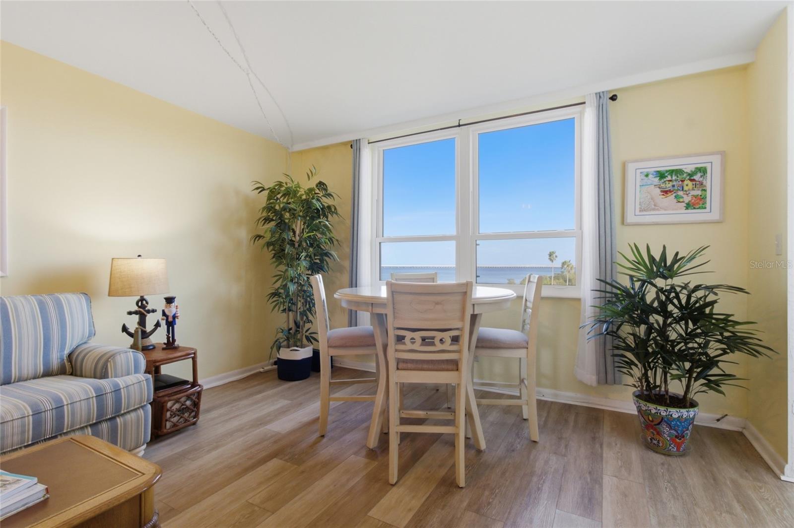 Living Room and Dining area with views of Tampa Bay open waters!