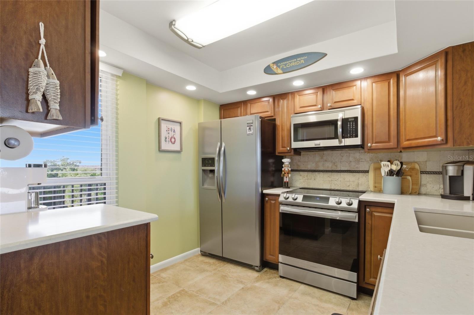 Kitchen with Stainless Appliances and Quartz Countertops...and a view!