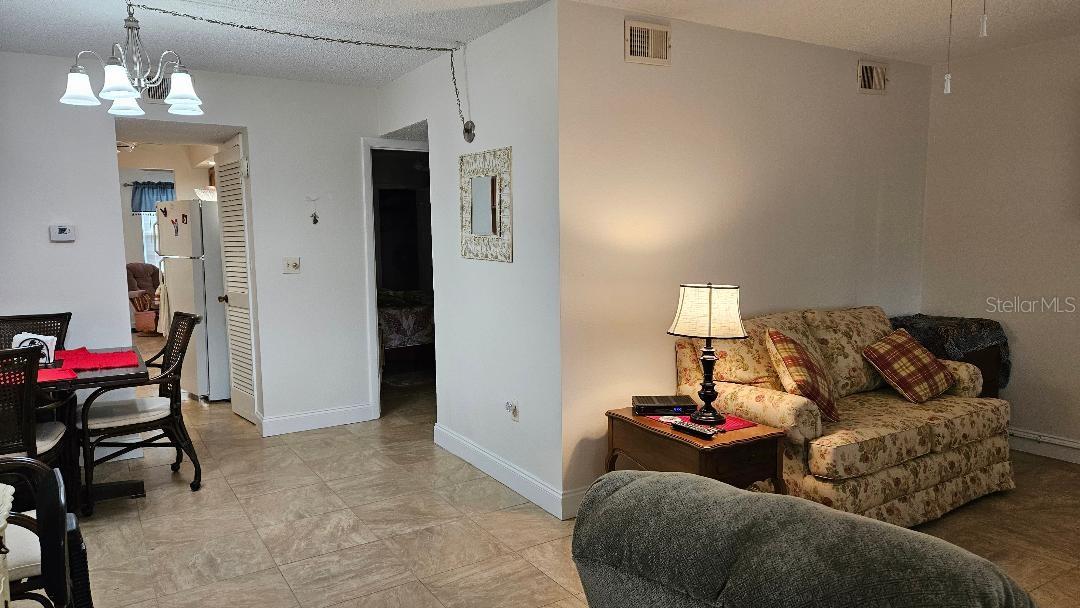 looking from living room into dining room