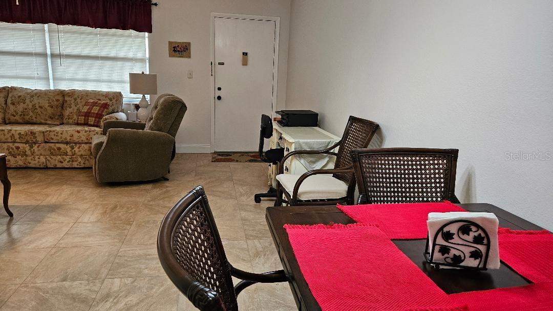 looking from dining room to living room