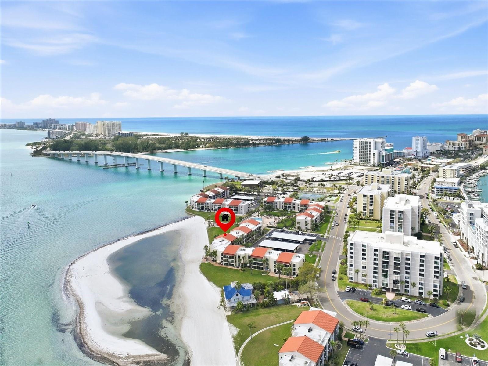 Aerial of Clearwater Beach to Sand Key