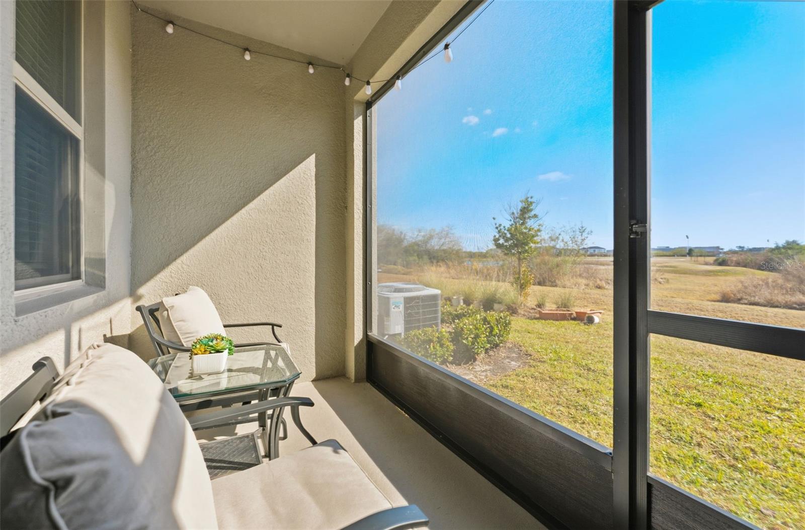 Covered Lanai With String Lighting