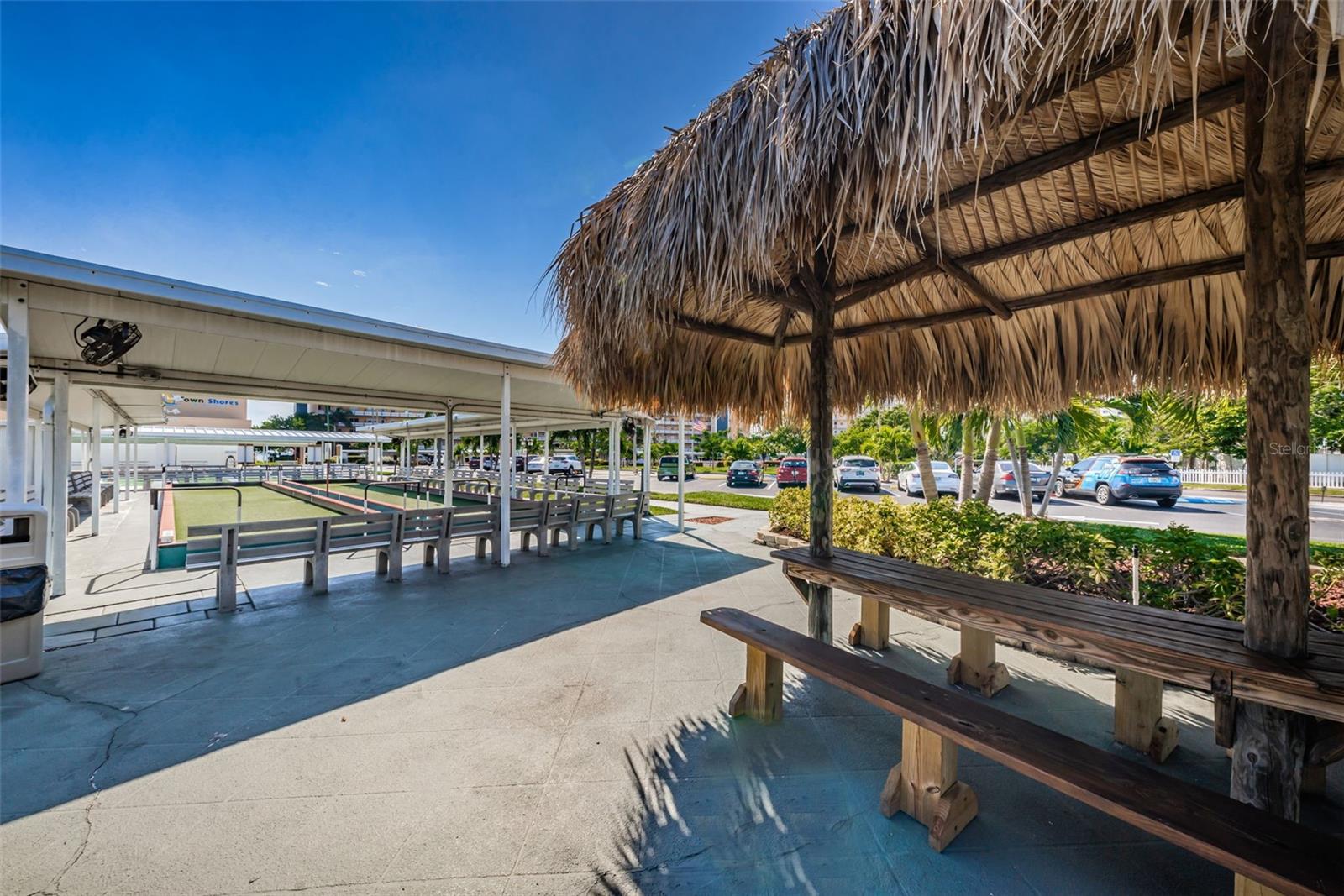 Tiki Hut and Lawn Bowling