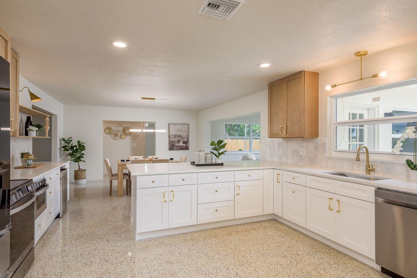 Chef's dream, huge kitchen and ample modern quartz worktops