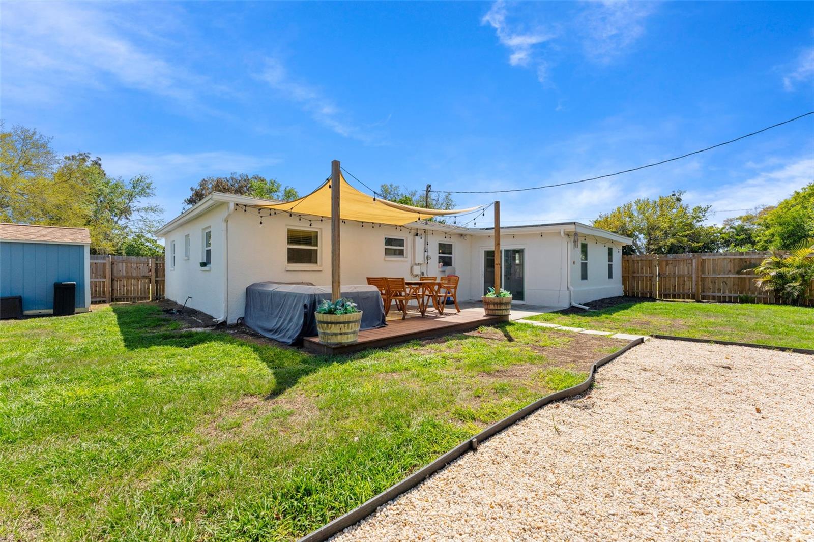 Fenced in backyard, perfect for kids and pets to play