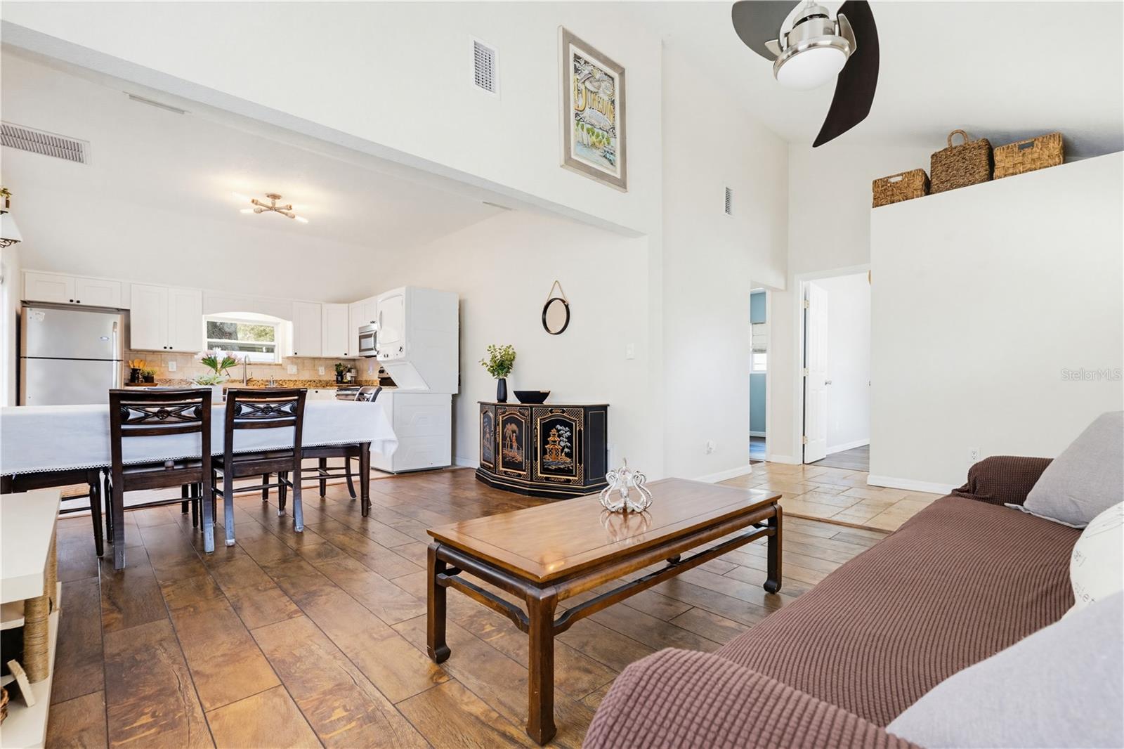 Orange Ave - Vaulted Living Room to Dining Area