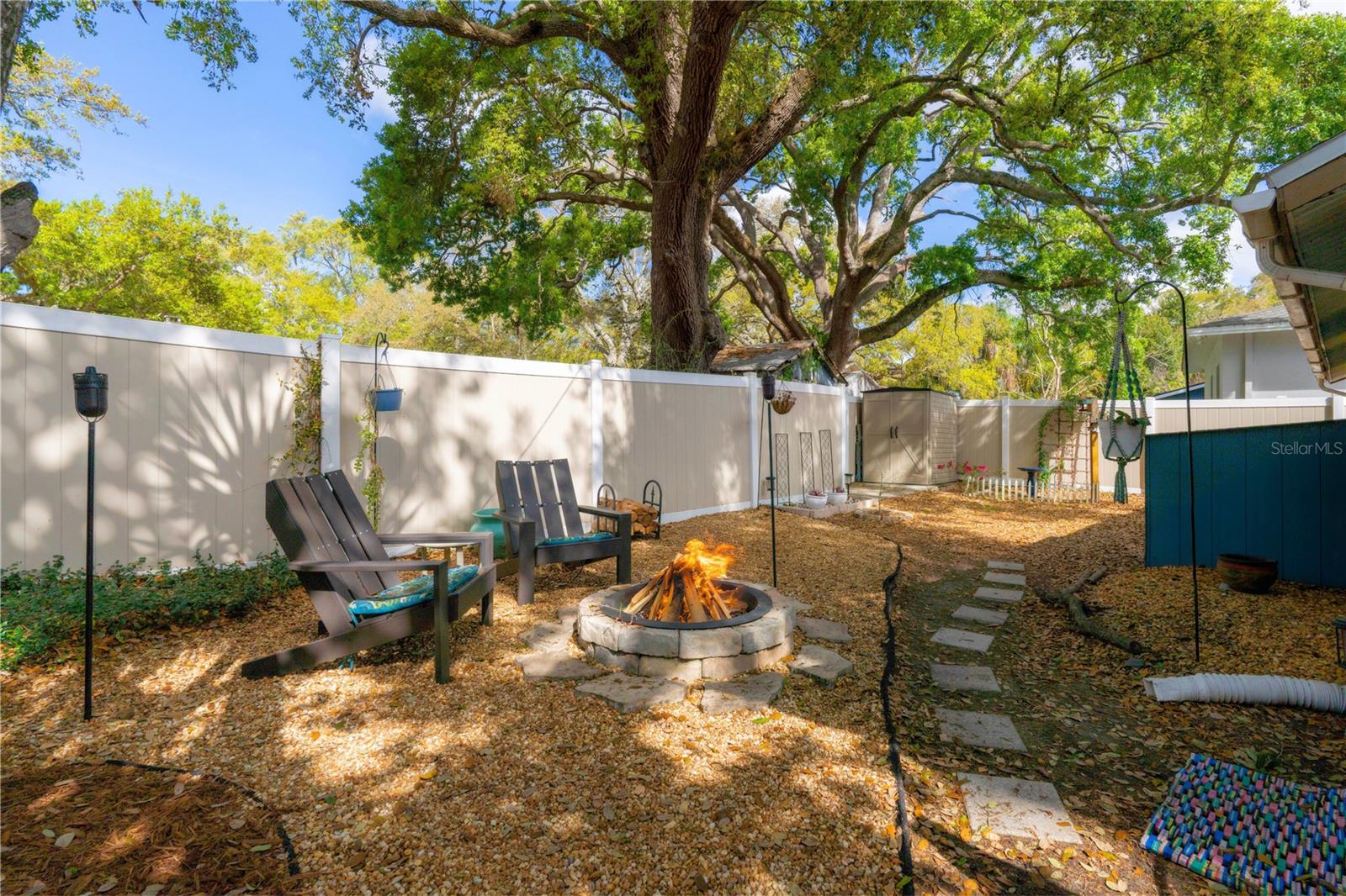 Orange Ave - Rear yard with Fire Pit and Shed