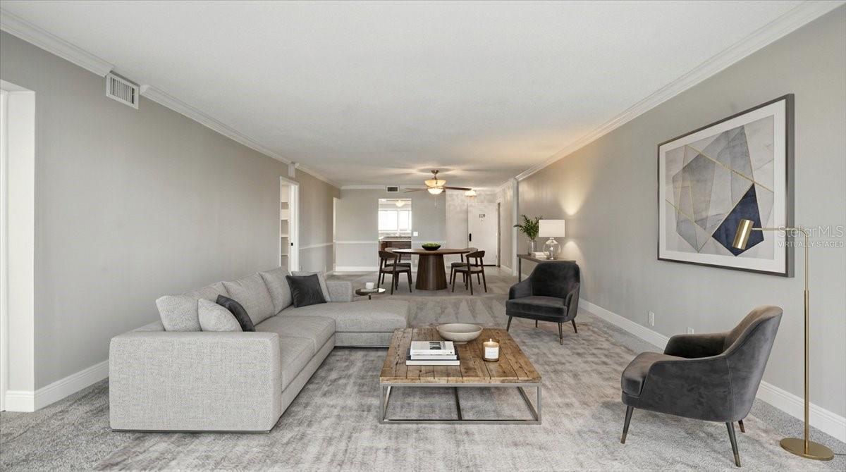 Living room/dining room -virtually staged