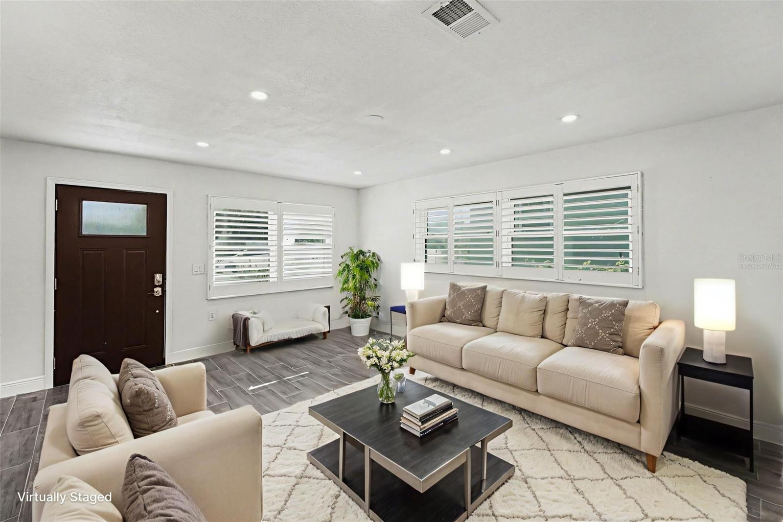 Living room virtually staged