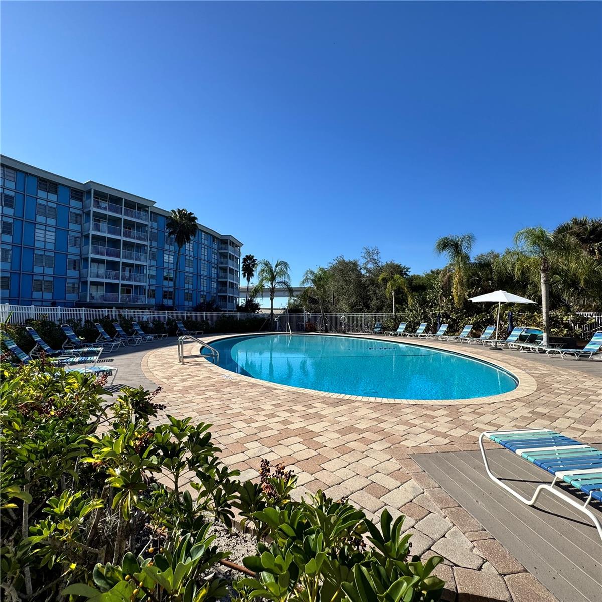 Pool behind the building