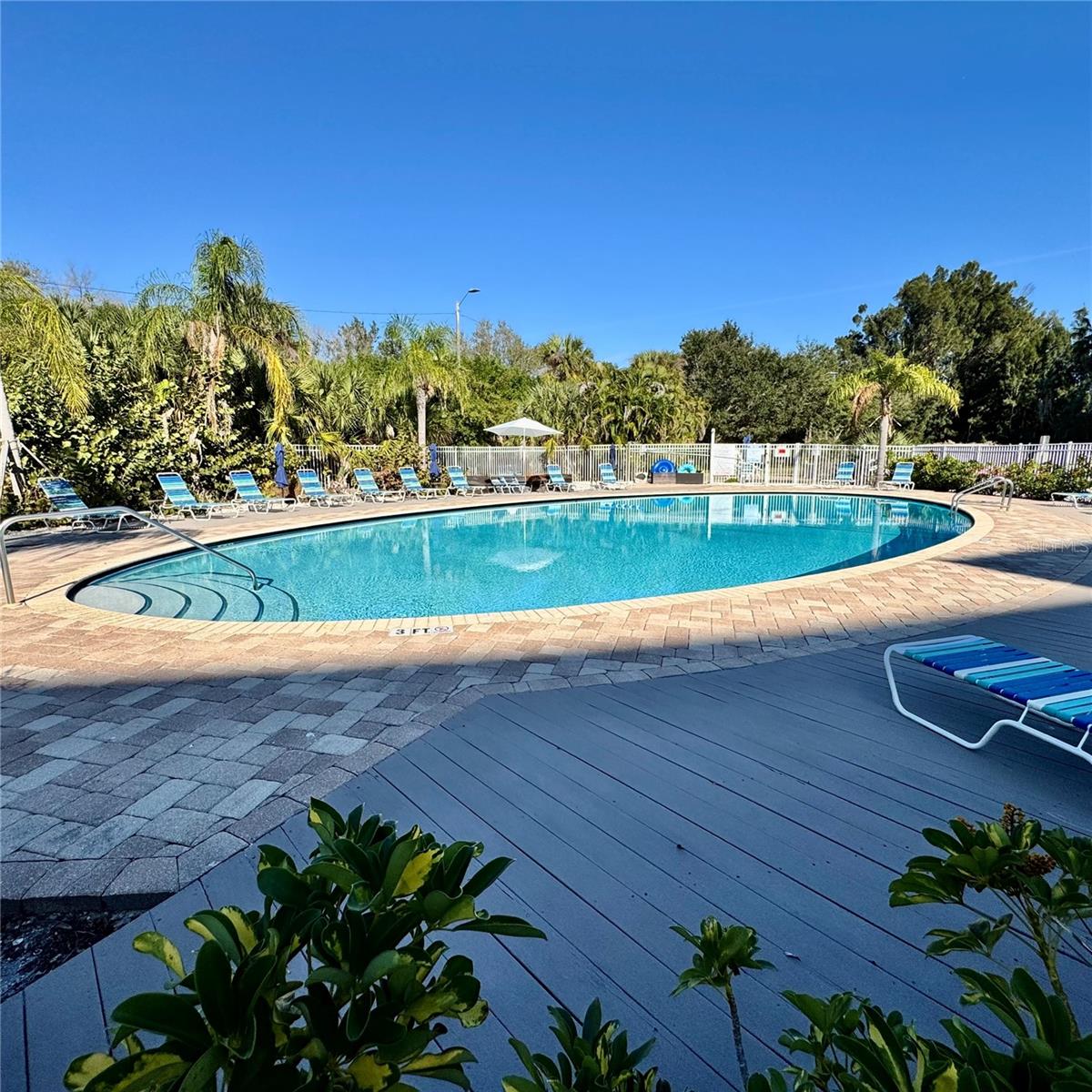 Sun drenched pool area