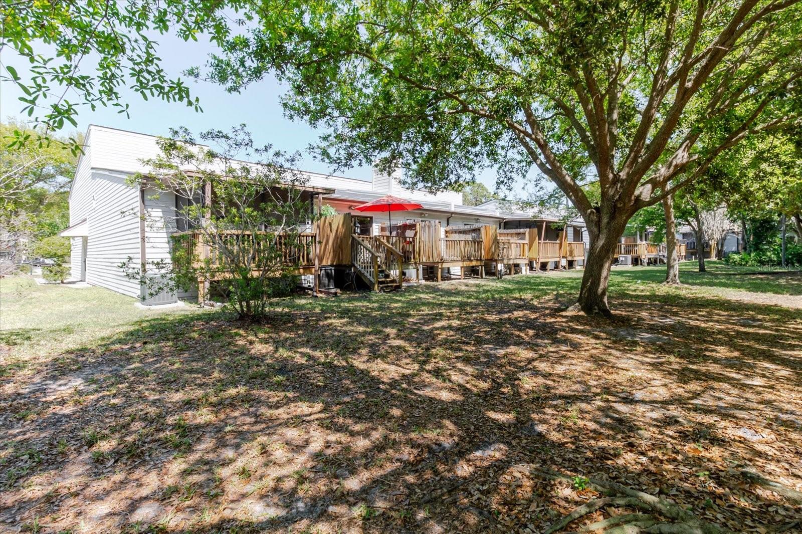 Rear View of the Townhouse. Read Umbrella Marks the Property