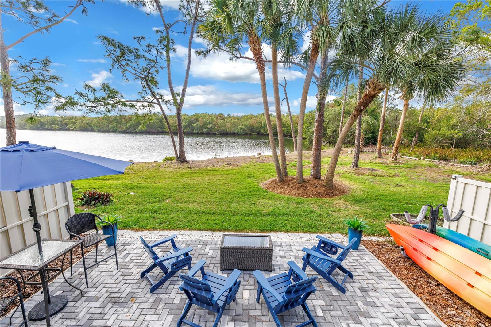 View from Screened Porch.  Kayaks ready to Go!!  Great Space!!