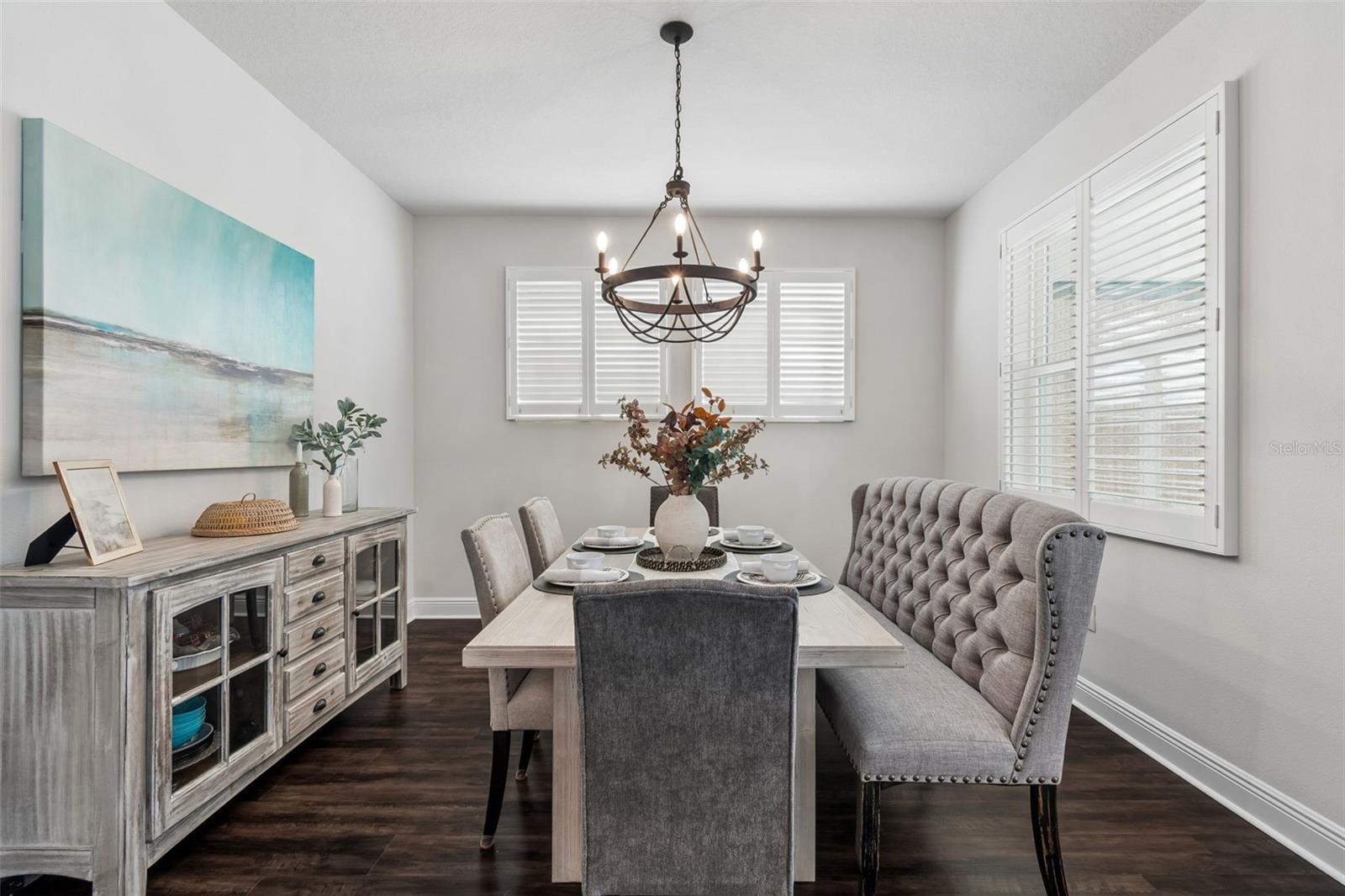 Spacious Dining Room with Plantation Shutters