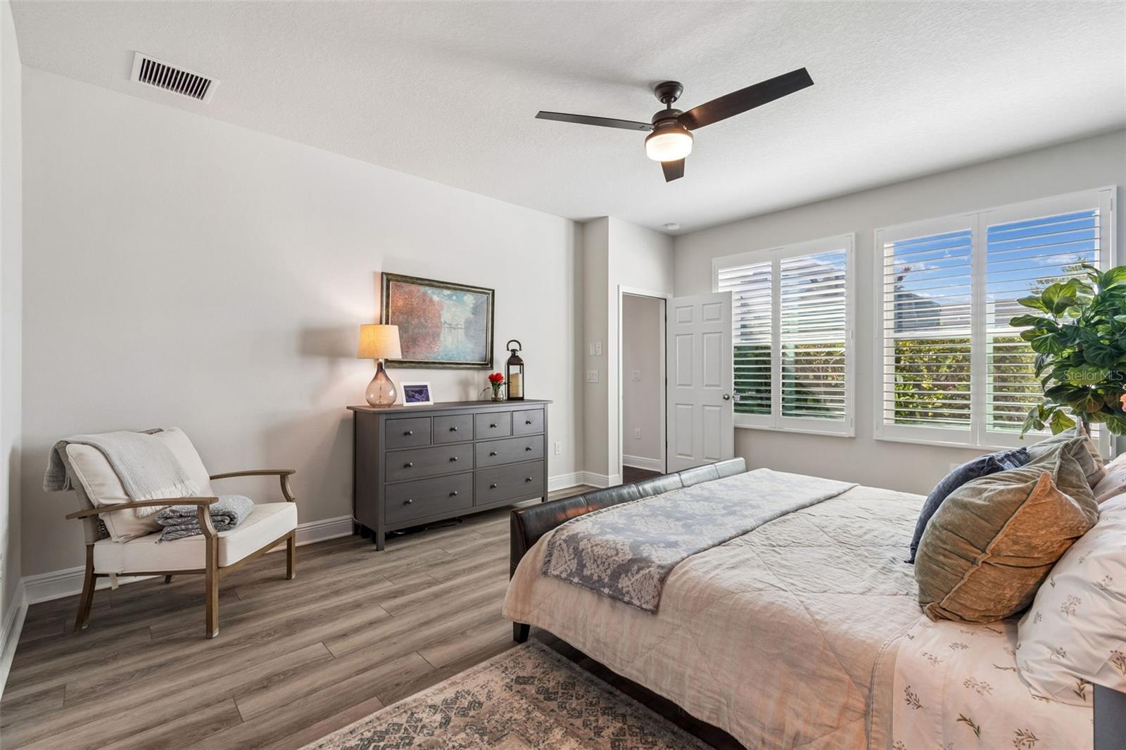 Primary Bedroom with plantation shutters
