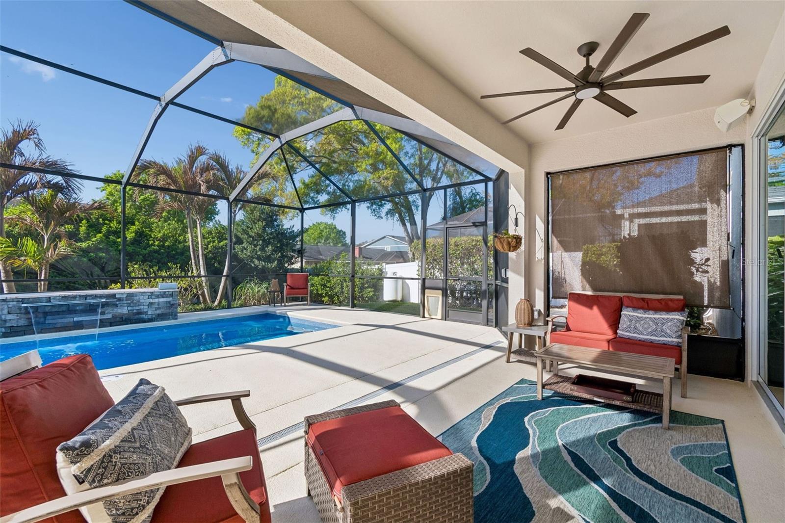 Sunny lanai overlooking pool