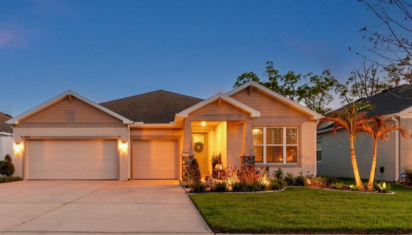 Twilight Exterior with landscape lighting