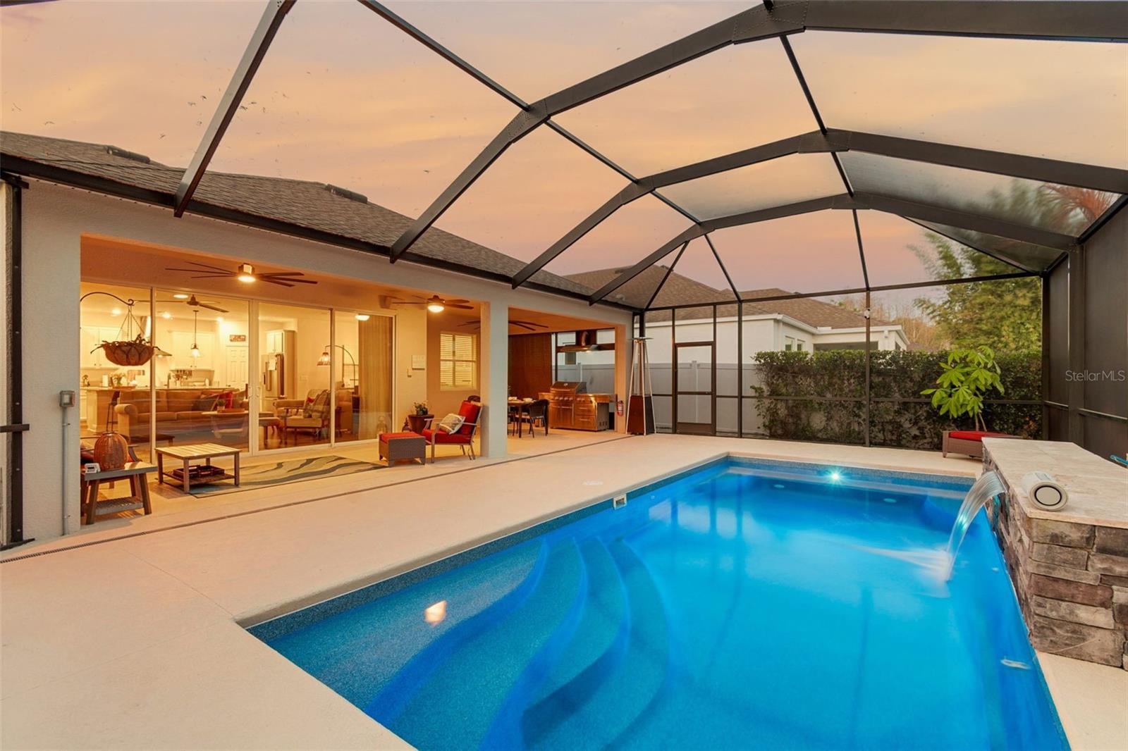 Sparkling pool and covered lanai