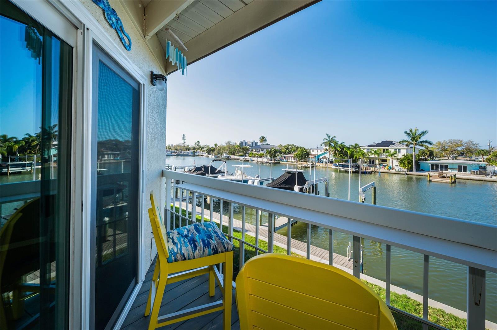 View from the Main level balcony - Deeded Boat Slip #16 is the last or end slip