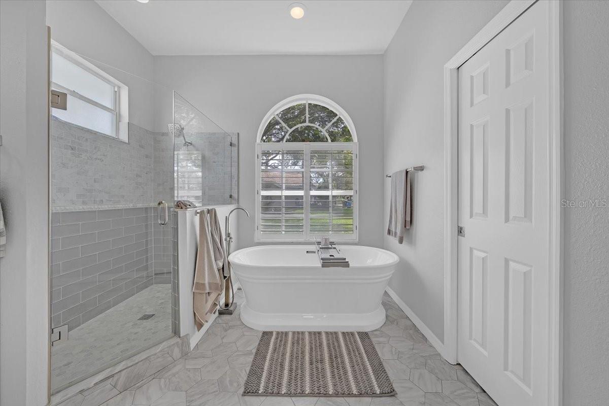 Soak in the stand alone tub!