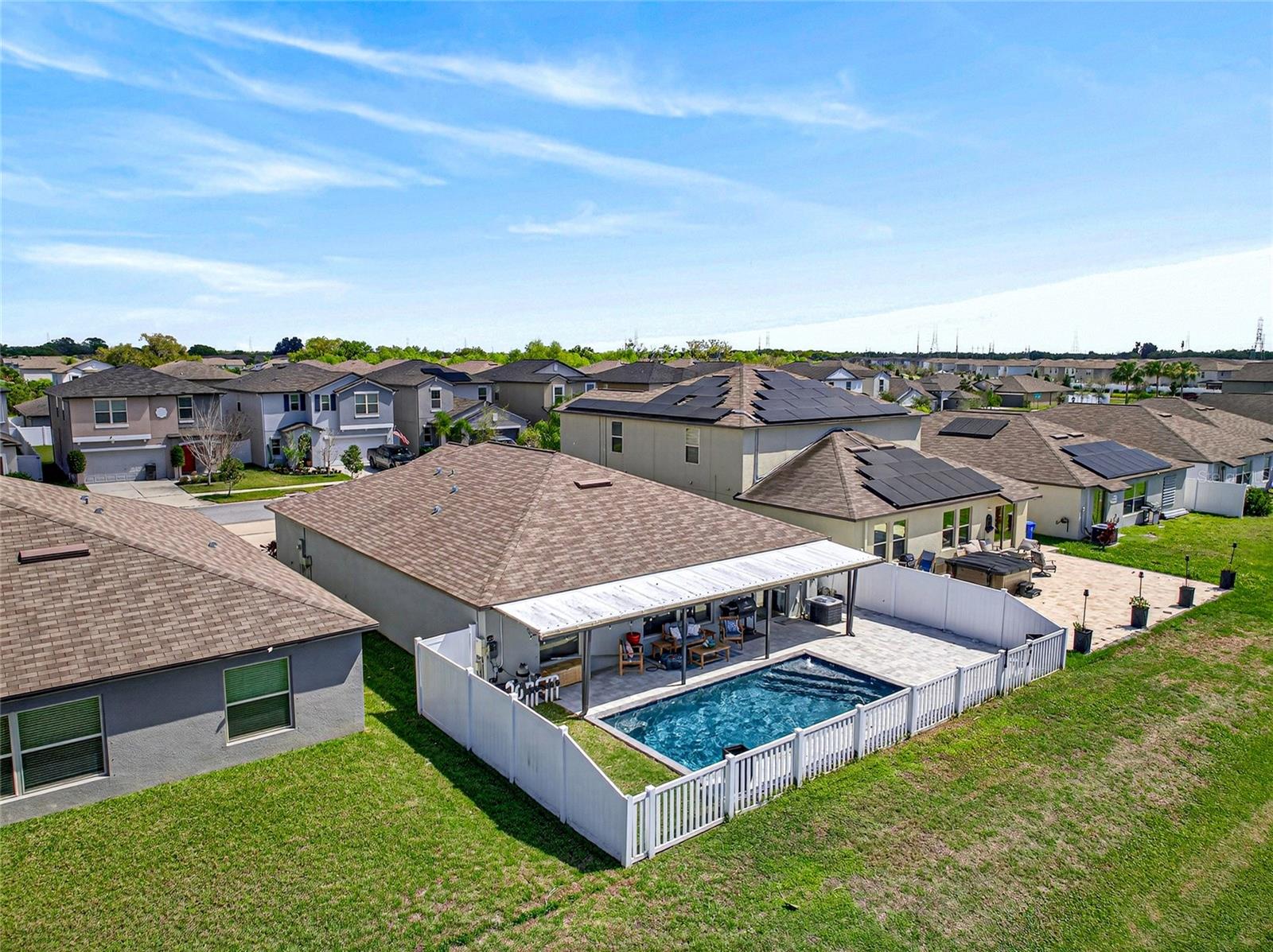 Pool with pond view.