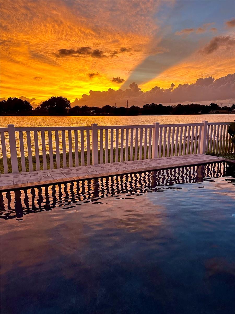 Sunset views from patio provided by seller.