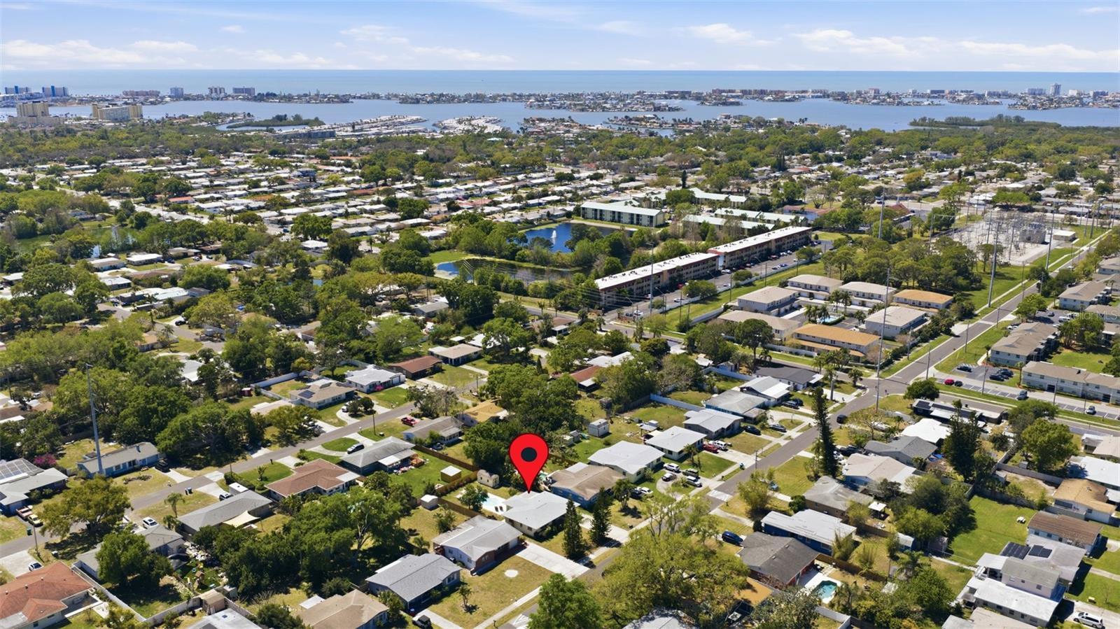 Aerial perspective demonstrating convenient access to beaches and waterfront areas.