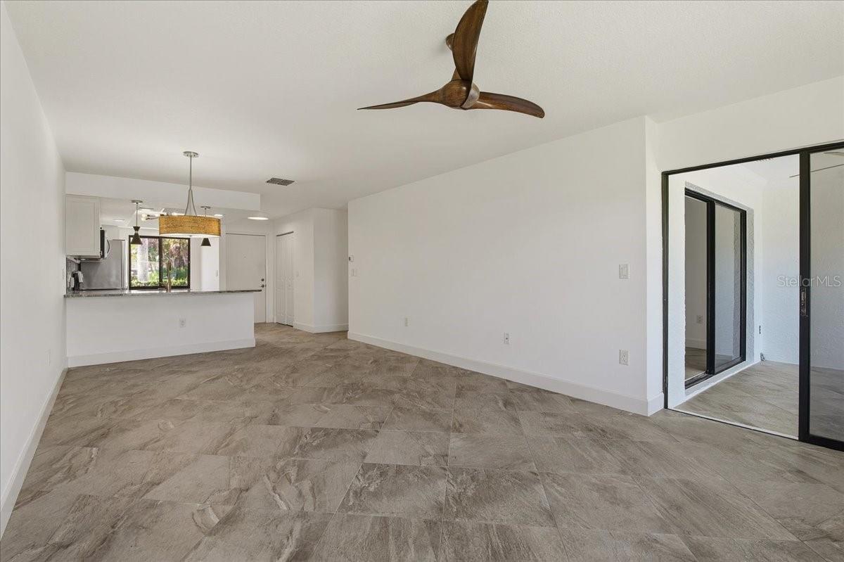Living room looking out towards lanai