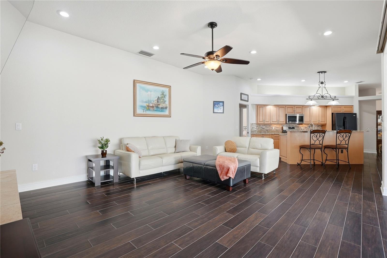 Family room and kitchen