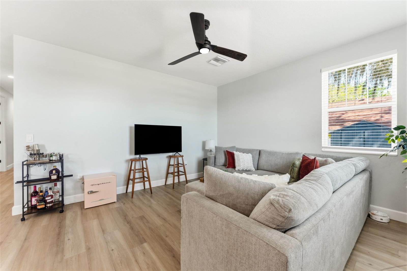 open concept living and kitchen space