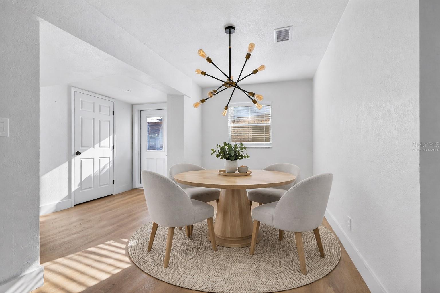 Virtually staged dining area