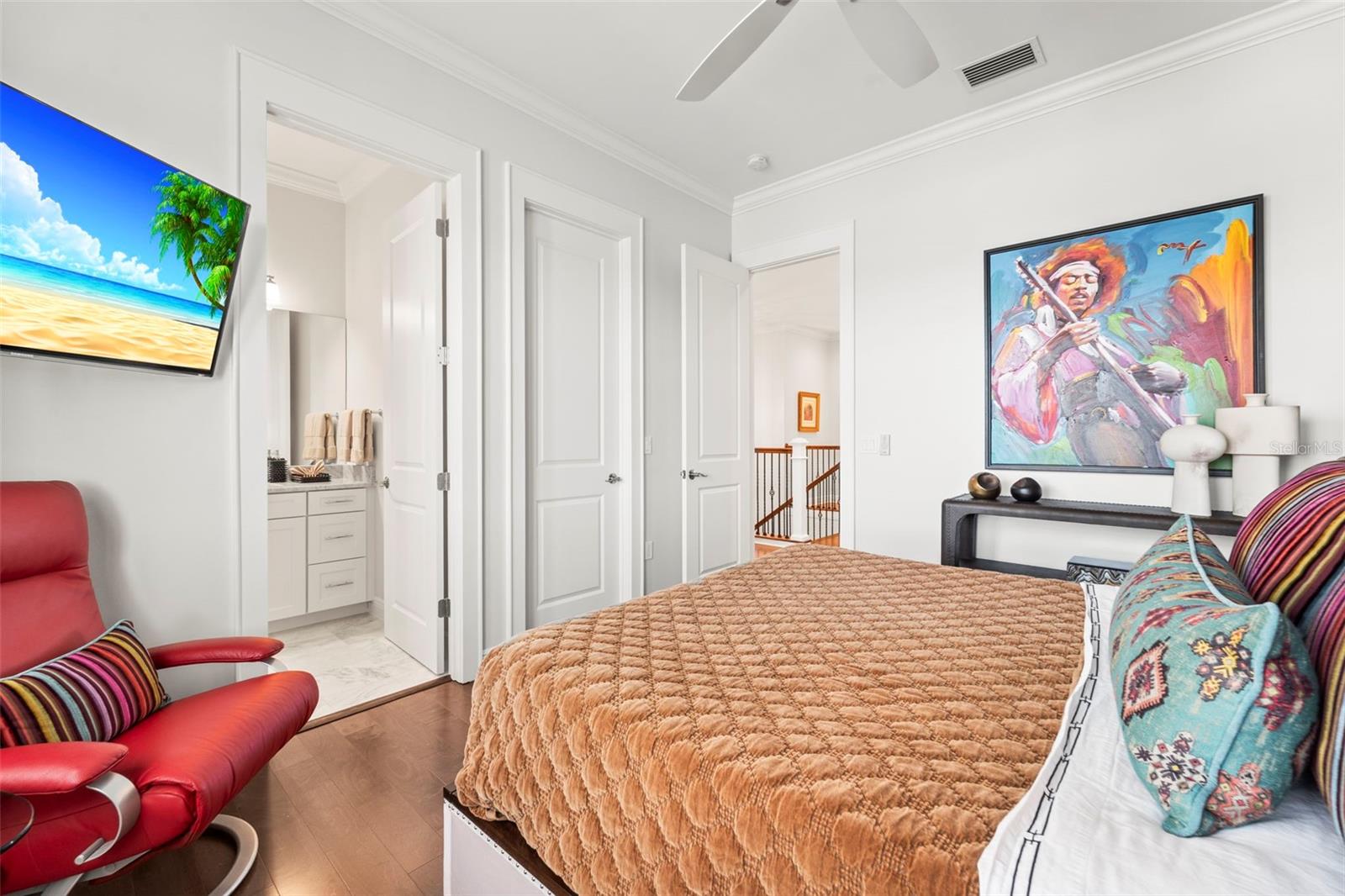 Additional view of bedroom 3 facing the Jack-and-Jill bath, closet, and door into the bedroom.