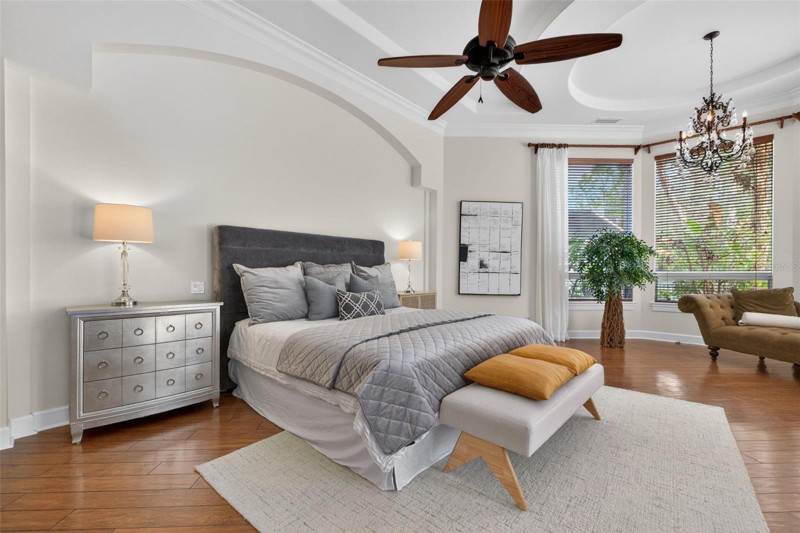 Primary suite with trey ceiling