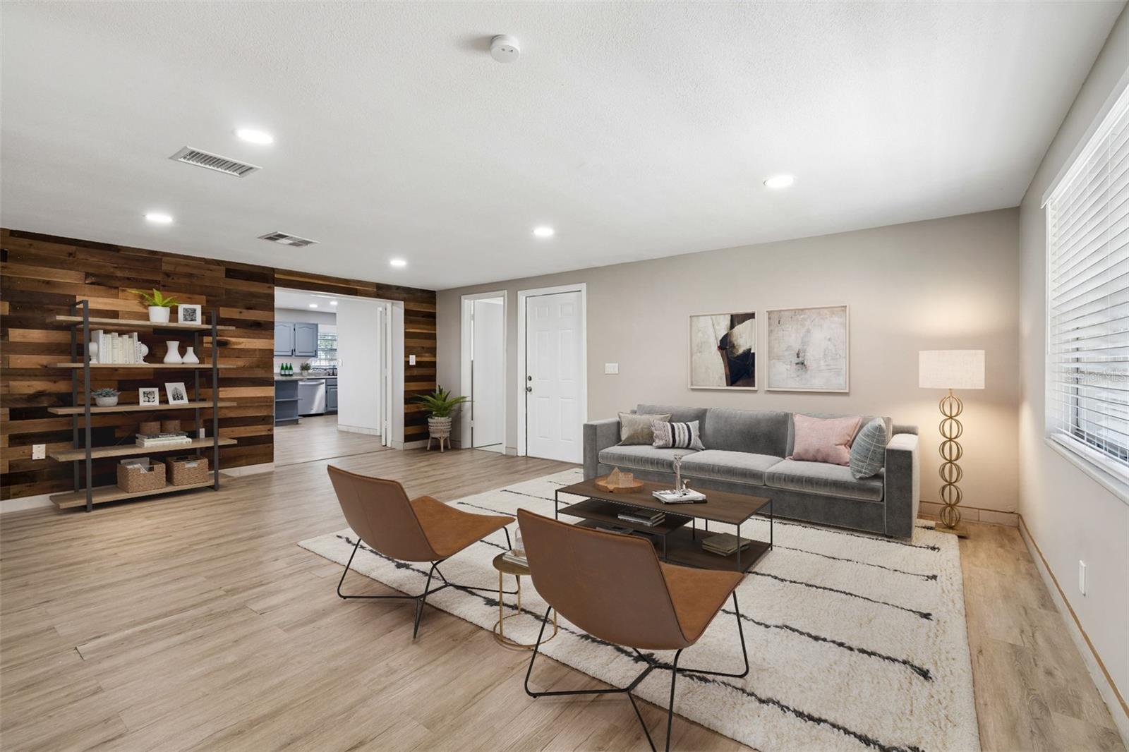 Virtually stages Living Room