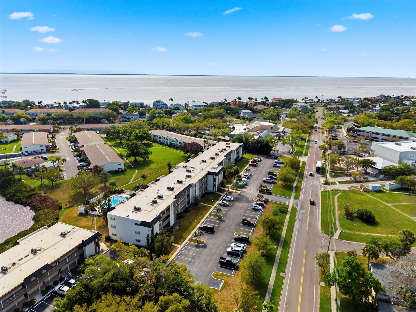 Aerial views looking east over Tampa Bay.