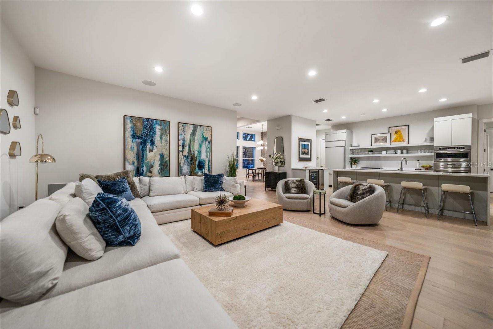 looking back into the kitchen