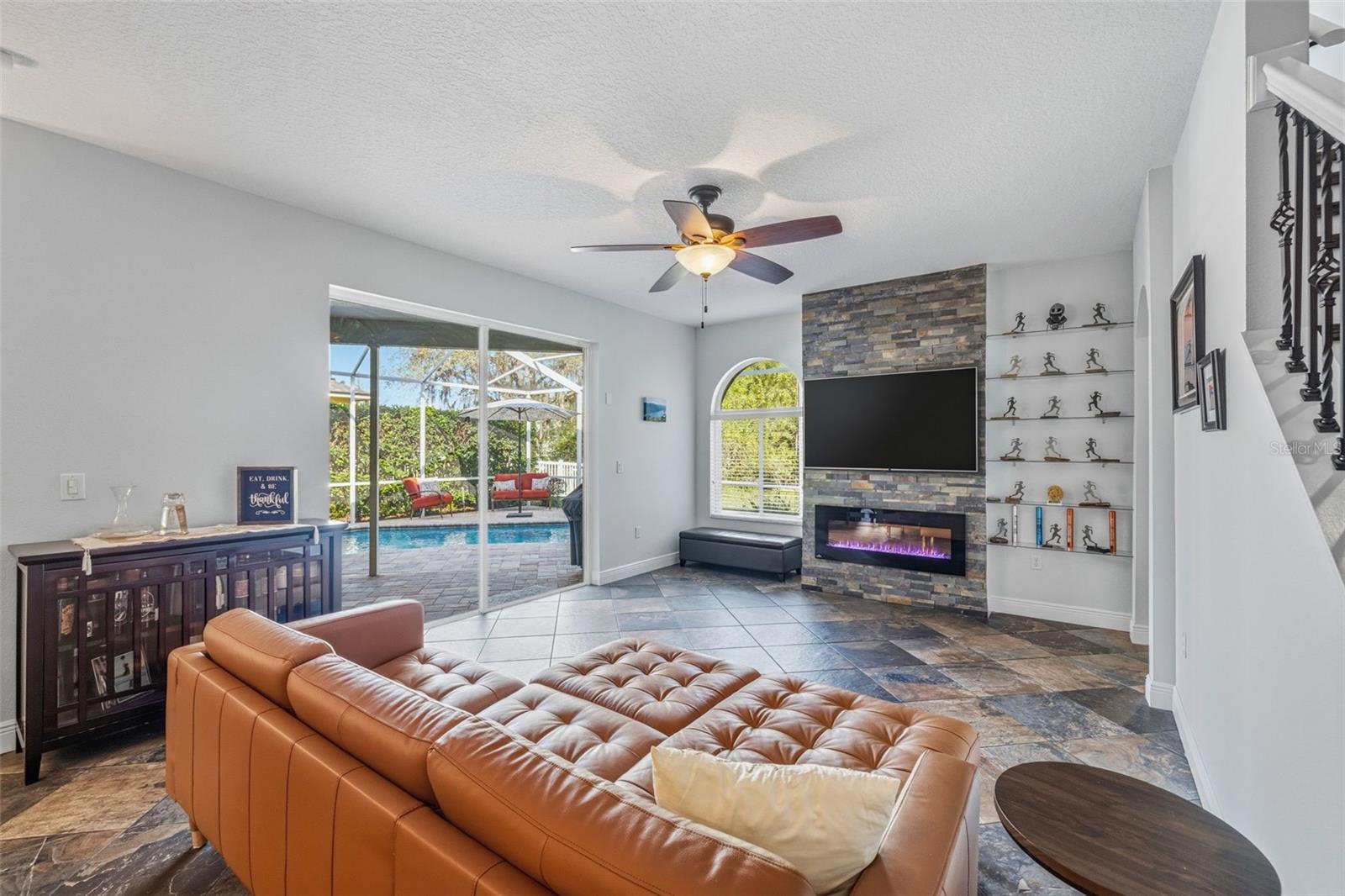 Family Room with Electric Fireplace