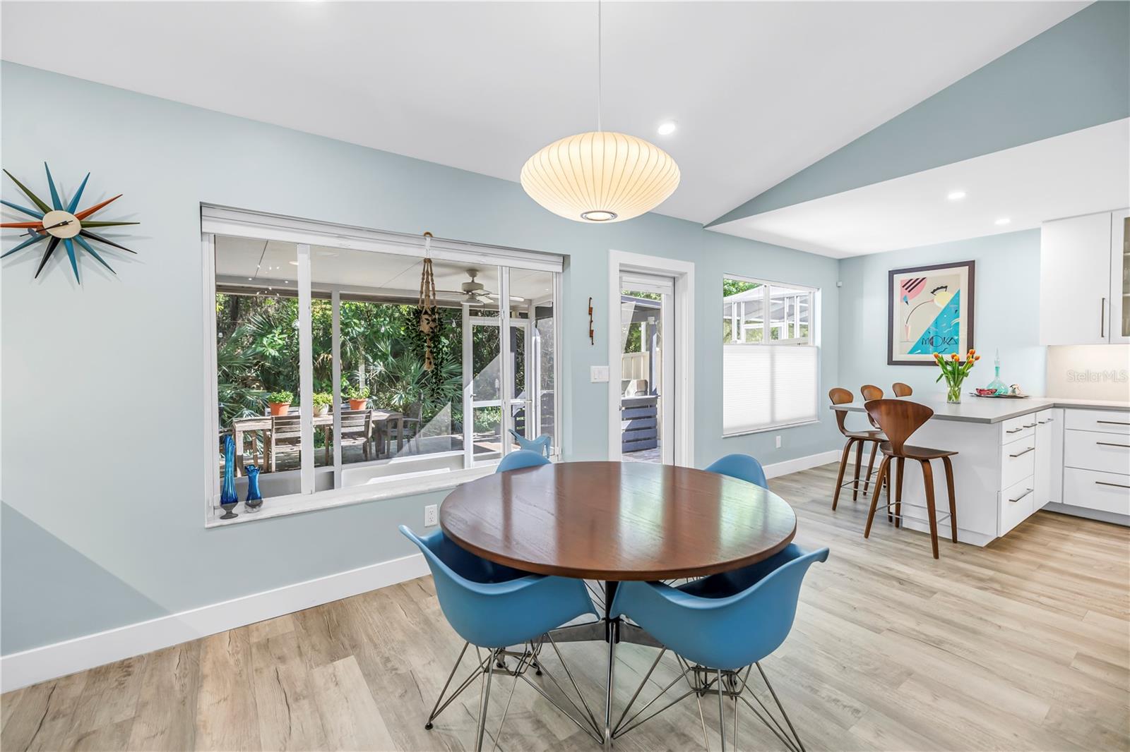 So many places to sit for coffee, wine, appetizers and snacks.