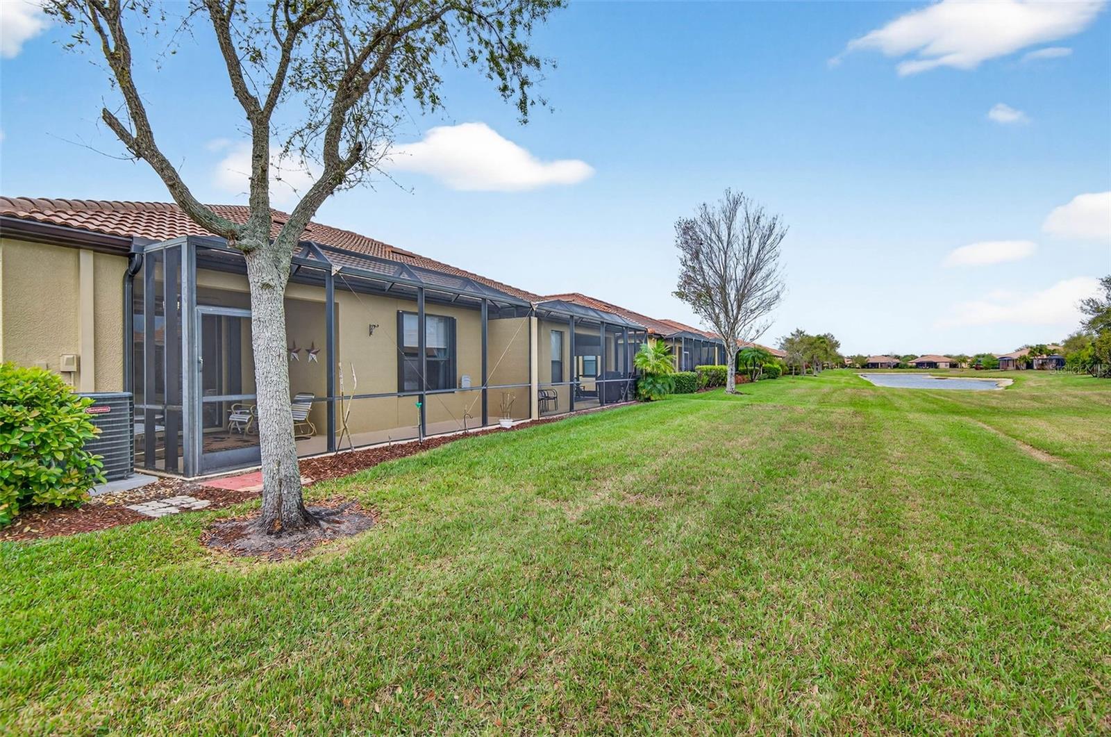 Large green space behind unit