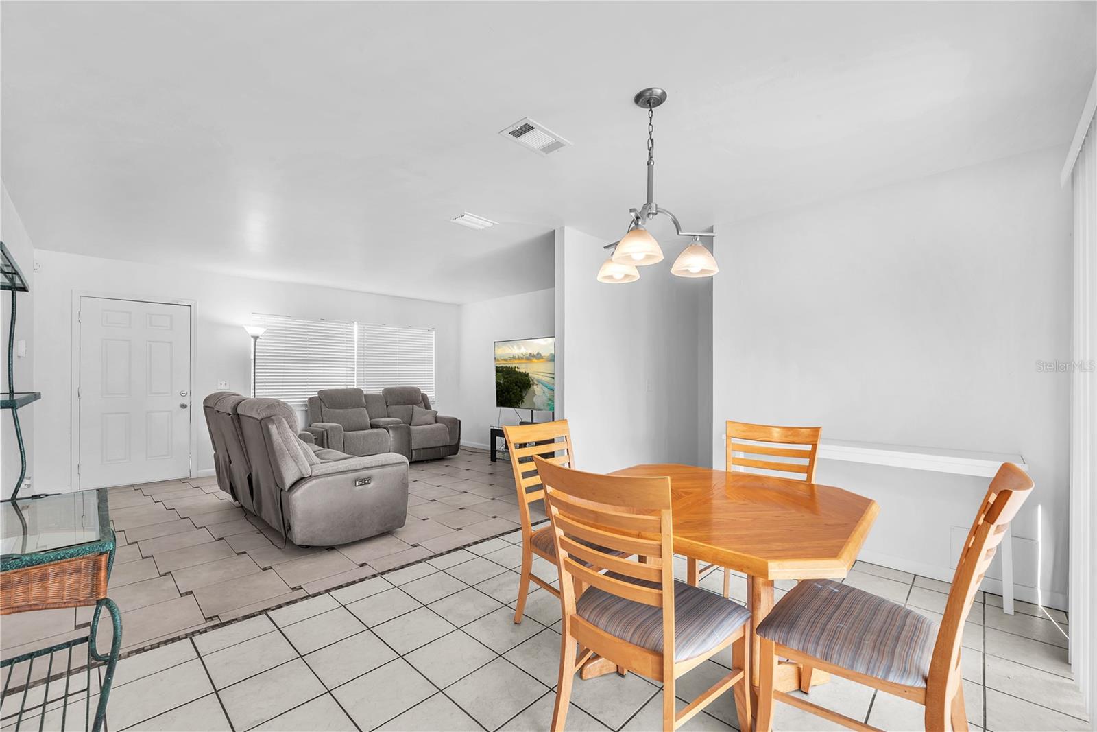 light-filled, open living and dining area