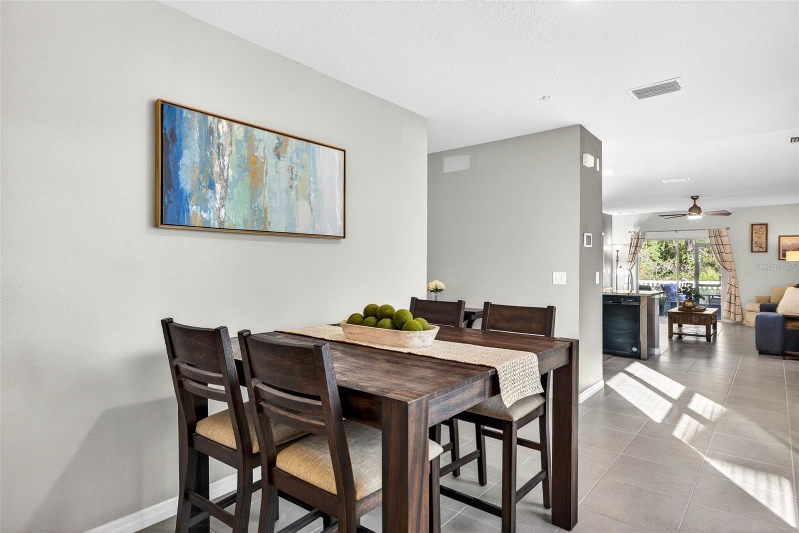 Dining area separate from the main living space