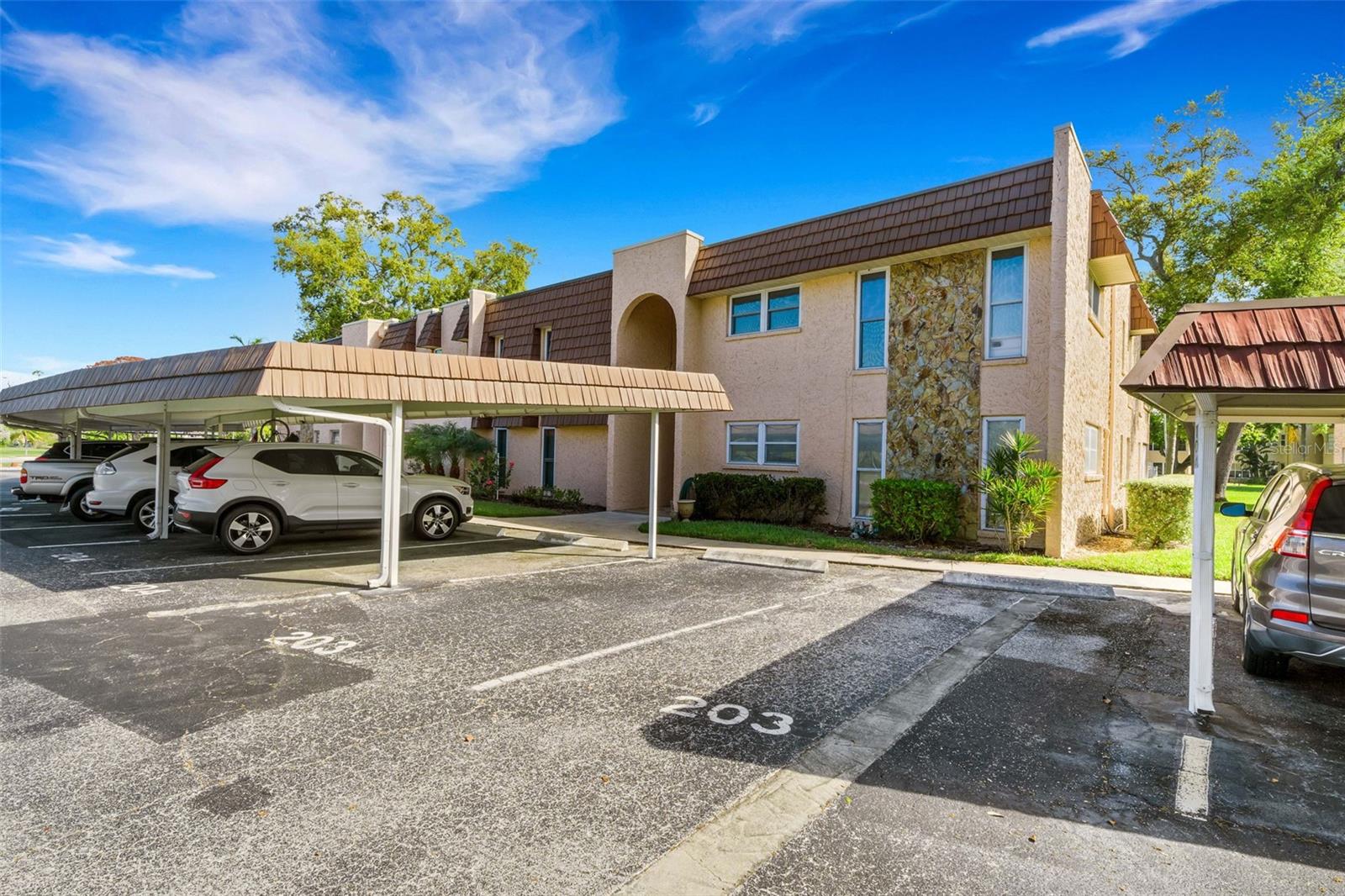 2 Parking spaces at Unit 203 Entryway