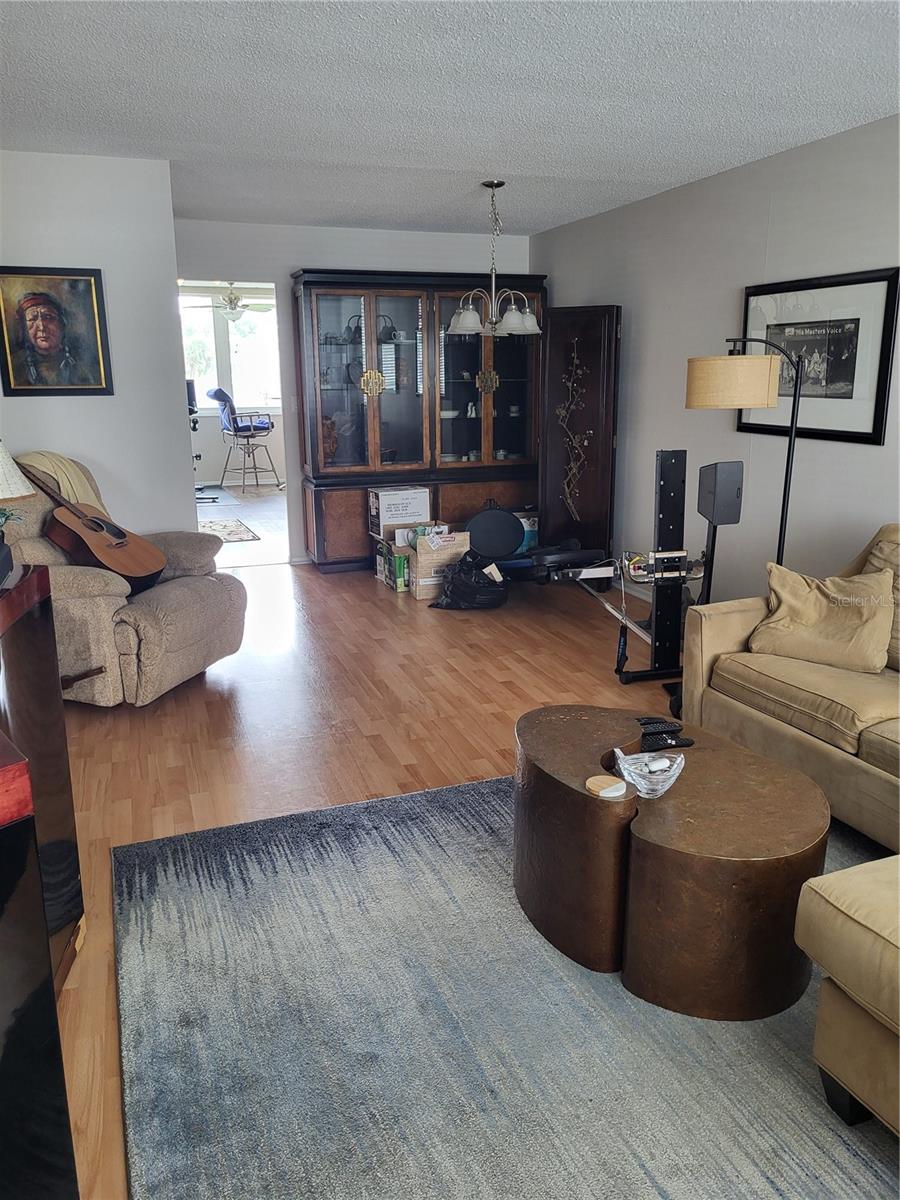 Living room, dining room, into kitchen